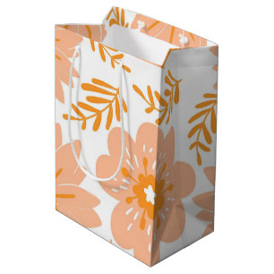 Sacola Para Presentes Média Pêssego de Vintagem Retroativa Padrão de Flor Lara