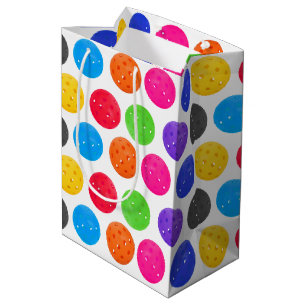 Sacola Para Presentes Média Pickleball Colorida em Branco