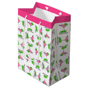 Sacola Para Presentes Média Pickleball Dinks & Drinks Coquetel Pink Cosmo