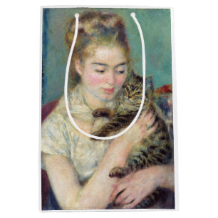 Sacola Para Presentes Média Pierre-Auguste Renoir - Mulher com gato