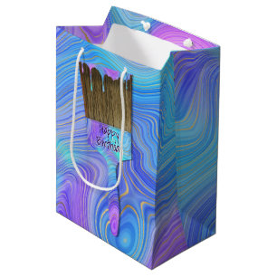 Sacola Para Presentes Média Pincel de pintura de Abstrato de aniversário 3D