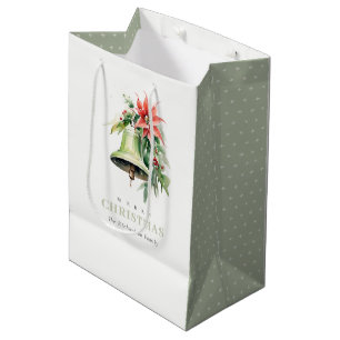 Sacola Para Presentes Média Pine Poinsettia Foliage - Pinho de Natal