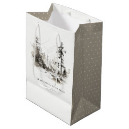 Sacola Para Presentes Média Pine Woods Mountain Landscape Casamento
