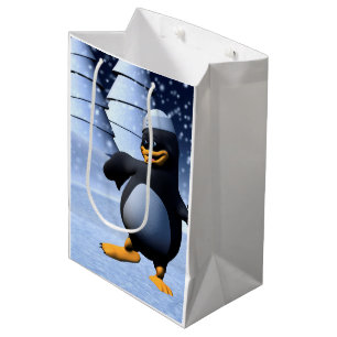 Sacola Para Presentes Média Pinguim Marinheiro Engraçado Dançando
