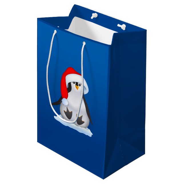 Sacola Para Presentes Média Pinguim Natal (Frente inclinada)