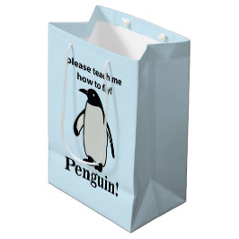 Sacola Para Presentes Média Pinguim Por Favor Ensine-Me Como Voar Pinguim Engr