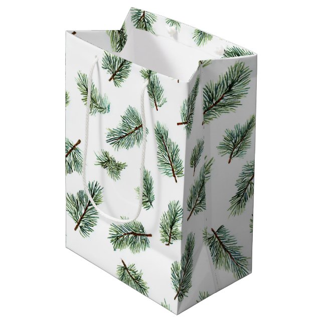 Sacola Para Presentes Média Pinheiro de Natal Verde (Frente inclinada)