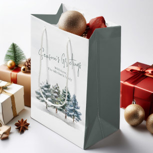 Sacola Para Presentes Média Pinheiros Russos Personalizados no Natal
