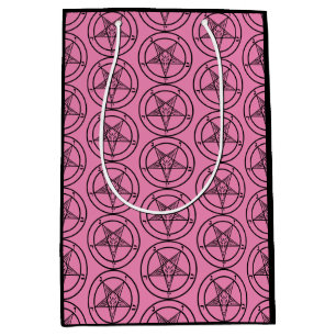 Sacola Para Presentes Média Pink Baphomet Pentagram Satânico
