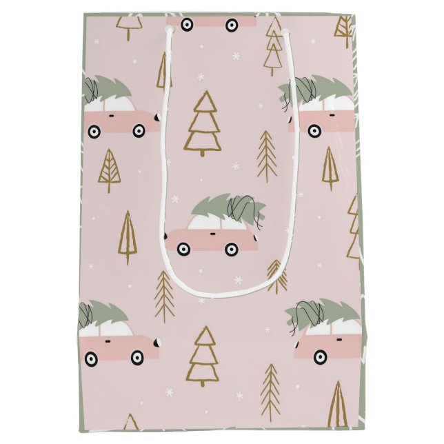 Sacola Para Presentes Média Pink Christmas Gift Bag (Verso)