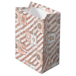 SACOLA PARA PRESENTES MÉDIA PINK E TAN GLITTER OLHAM BLOCOS DE BEBÊ