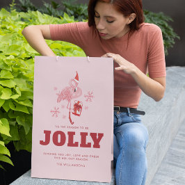 Sacola Para Presentes Média Pink Flamingo Tropical Beach Natal