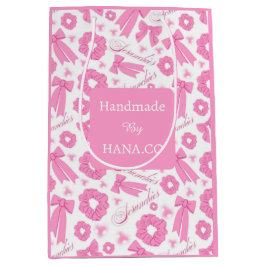 Sacola Para Presentes Média Pink Girly Scrunchies Pattern Cute Hair Accessory 