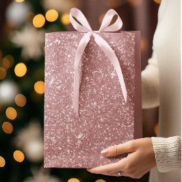Sacola Para Presentes Média Pink Glitter Christmas Gift Bag