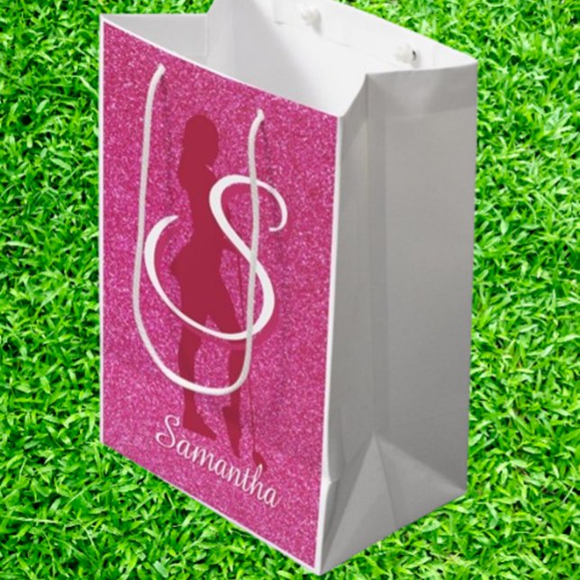 SACOLA PARA PRESENTES MÉDIA  PINK LADYS GLITTER (Surprise the special golfer in your life with our PINK LADY'S GLITTER MEDIUM GIFT BAG! )