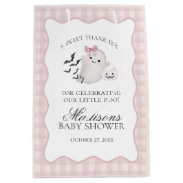 Sacola Para Presentes Média Pink Pastel Little Boo Ghost Baby Shower Favors