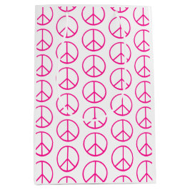 Sacola Para Presentes Média Pink Peace Sign Gift Wrap