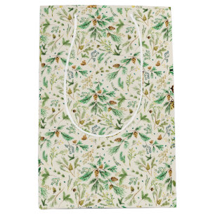 Sacola Para Presentes Média Pino de Juniper de inverno no Saco de Presente Bra