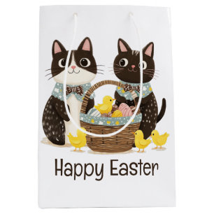 Sacola Para Presentes Média Pintinhos para bebês Páscoas Gatos de felz pascoa