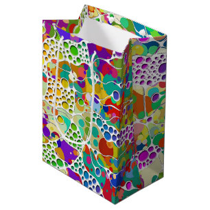 Sacola Para Presentes Média Pintura Colorida De Espirais 2