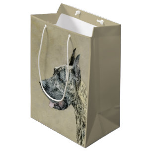 Sacola Para Presentes Média Pintura com o Grande Dane (Brindle) - Arte Canina