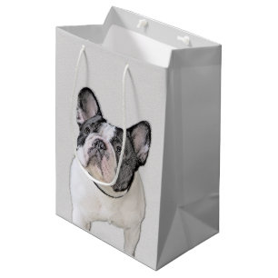 Sacola Para Presentes Média Pintura de Bulldog Francês (Brindle Pied) - Arte C