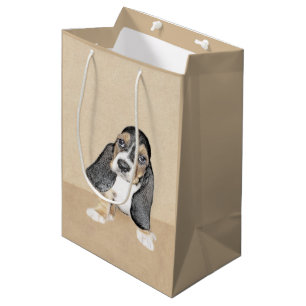 Sacola Para Presentes Média Pintura De Cachorro De Basset - Arte De Cão Origi