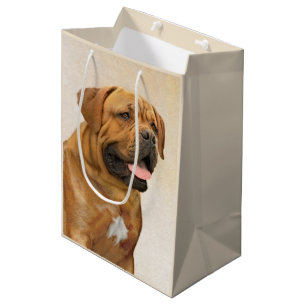 Sacola Para Presentes Média Pintura de Cão de Bordéus - Arte de Cão Origina