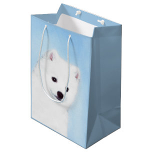 Sacola Para Presentes Média Pintura de Cão no Esquimó Americano - Arte de C