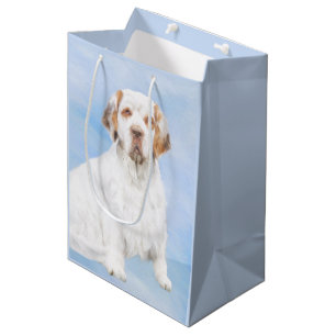 Sacola Para Presentes Média Pintura de Espanhol Clumber - Arte de Cachorro Ori