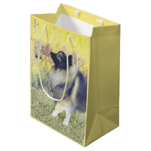 Sacola Para Presentes Média Pintura de Keeshond Aspen - Arte de Cachorro Origi