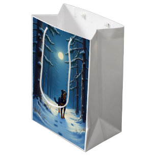 Sacola Para Presentes Média Pintura de Natal da Caminhada pela Floresta Estrel