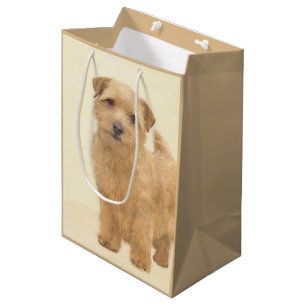 Sacola Para Presentes Média Pintura de Norfolk Terrier - Arte de cachorro orig