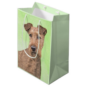 Sacola Para Presentes Média Pintura de Terrier irlandesa - Arte de cachorro or