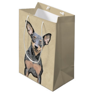 Sacola Para Presentes Média Pintura Miniatura Pinscher Pintura Cachorra Origin