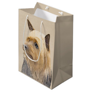 Sacola Para Presentes Média Pintura Silky Terrier - Arte Cachorro Original Cac