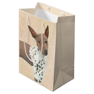 Sacola Para Presentes Média Pintura Terrier sem cabelos americana - Arte canin