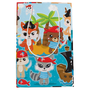Sacola Para Presentes Média Pirata do Partido da Tripulação Animal