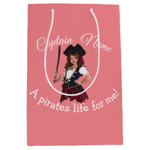 Sacola Para Presentes Média Pirata Rosa Divertida