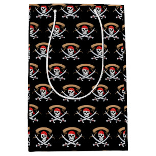 Sacola Para Presentes Média Pirate Jolly Roger festa de aniversário