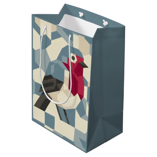 Sacola Para Presentes Média Pisco-rouxinol Vermelho em Bolsa de Presente de Bl (Verso inclinado)