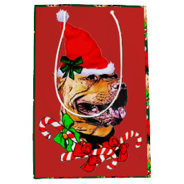 Sacola Para Presentes Média Pit Bull Terrier Natal Americano