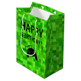 Sacola Para Presentes Média Pixels de Jogador Verde | Festa de aniversário per