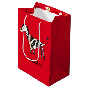 Sacola Para Presentes Média Pizza Zebra Curiosa Crianças