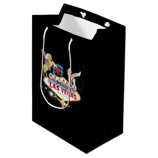 Sacola Para Presentes Média Placa de Boas-Vindas de Las Vegas em Fundo Estrela