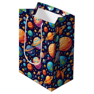 Sacola Para Presentes Média Planetas e estrelas celestes