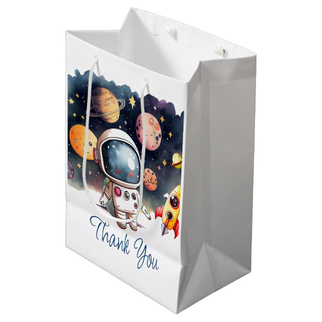 Sacola Para Presentes Média Planetas Exteriores Feliz Aniversário Favorece Bag (Frente inclinada)
