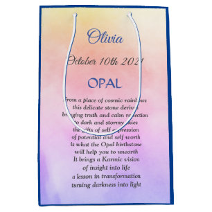Sacola Para Presentes Média Poema Opal de Birthstone de outubro 