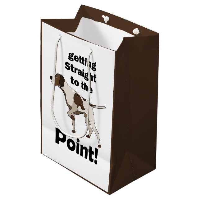 Sacola Para Presentes Média Pointer Inglês Indo Direto ao Ponto  (Frente inclinada)