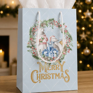Sacola Para Presentes Média Polar Bear Feliz Bolsa de Natal